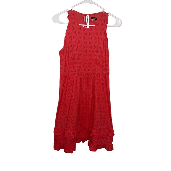J. Crew Factory Dresses & Skirts - J.Crew Womens Coral Eyelet Ruffle Midi Sleeveless Cotton Dress Size 6
